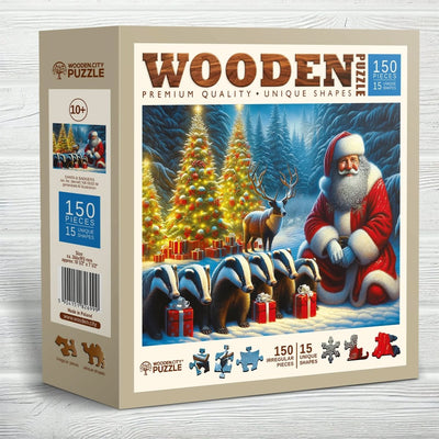 WOODEN.CITY – Santa Und Die Dachse | 3D Holzpuzzle - Lama Welt