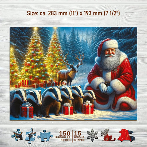 WOODEN.CITY – Santa Und Die Dachse | 3D Holzpuzzle - Lama Welt