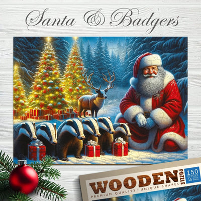 WOODEN.CITY – Santa Und Die Dachse | 3D Holzpuzzle - Lama Welt