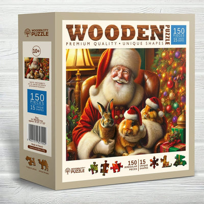 WOODEN.CITY – Santa Und Die Hasen | 3D Holzpuzzle - Lama Welt