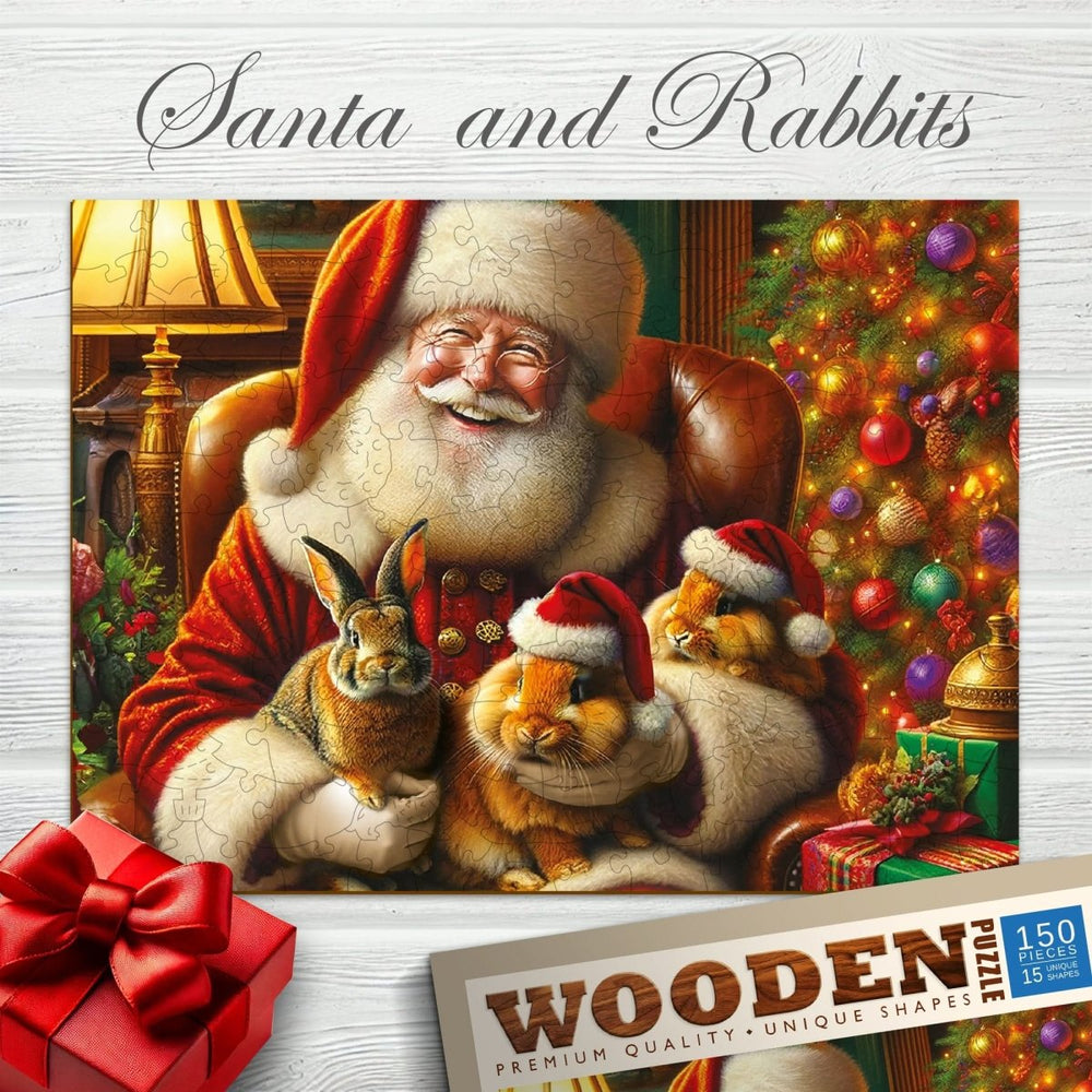 WOODEN.CITY – Santa Und Die Hasen | 3D Holzpuzzle - Lama Welt