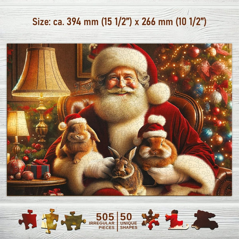 WOODEN.CITY – Santa Und Süße Kaninchen | 3D Holzpuzzle - Lama Welt