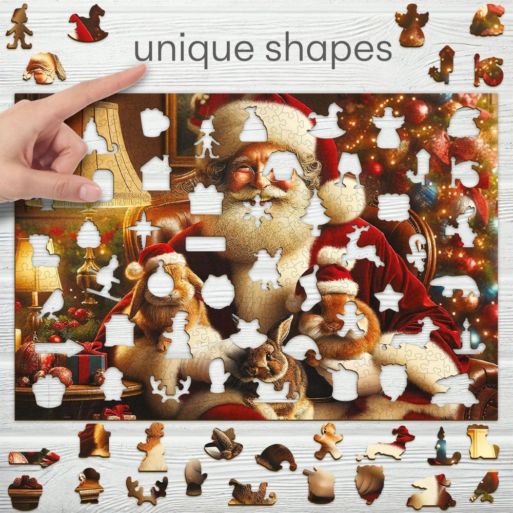WOODEN.CITY – Santa Und Süße Kaninchen | 3D Holzpuzzle - Lama Welt