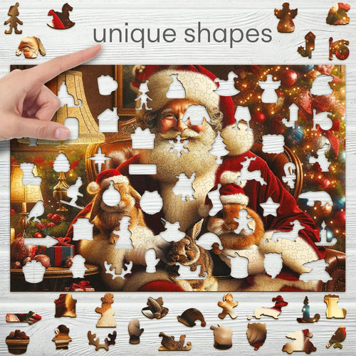 WOODEN.CITY – Santa Und Süße Kaninchen | 3D Holzpuzzle - Lama Welt