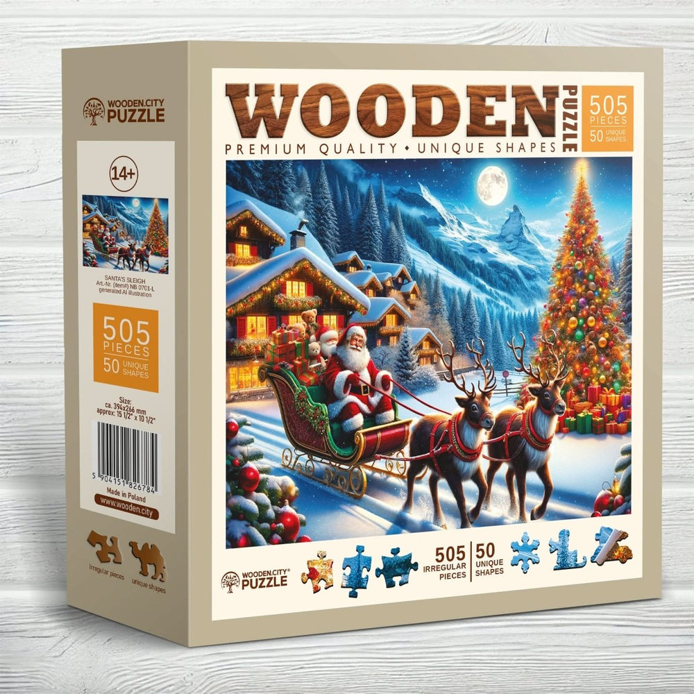 WOODEN.CITY – Santas Schlitten | 3D Holzpuzzle - Lama Welt