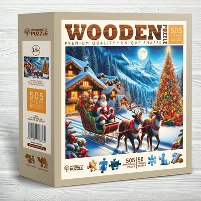WOODEN.CITY – Santas Schlitten | 3D Holzpuzzle - Lama Welt