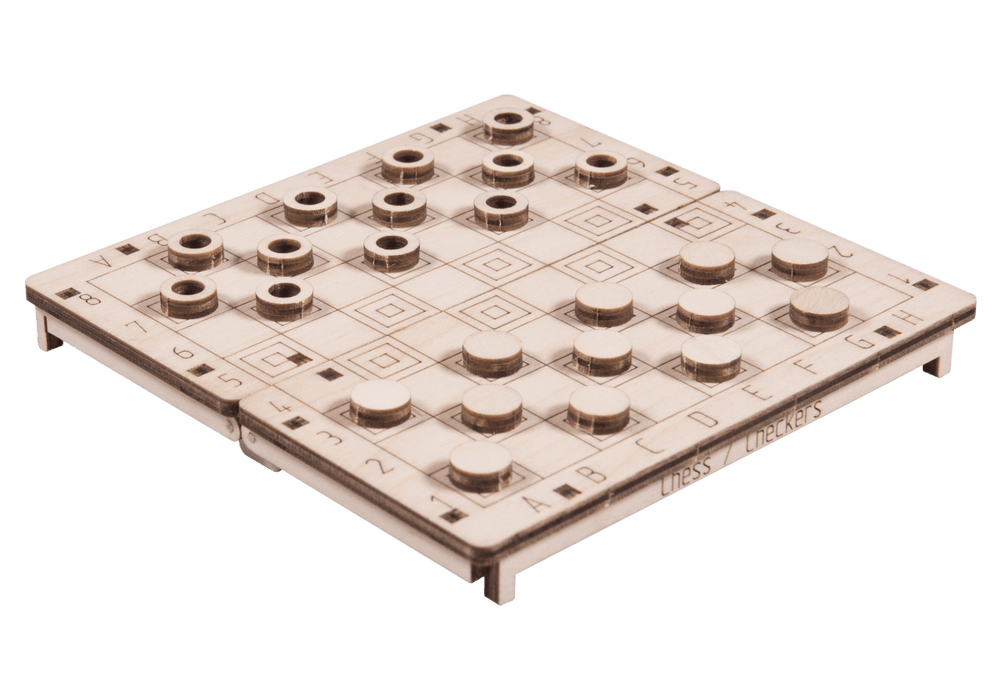 WOODEN.CITY – Schach/Dame 2 In 1 Set | 3D Holzpuzzle - Lama Welt