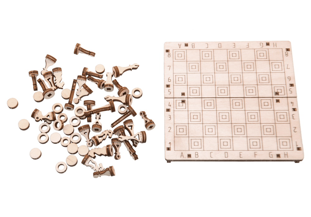 WOODEN.CITY – Schach/Dame 2 In 1 Set | 3D Holzpuzzle - Lama Welt