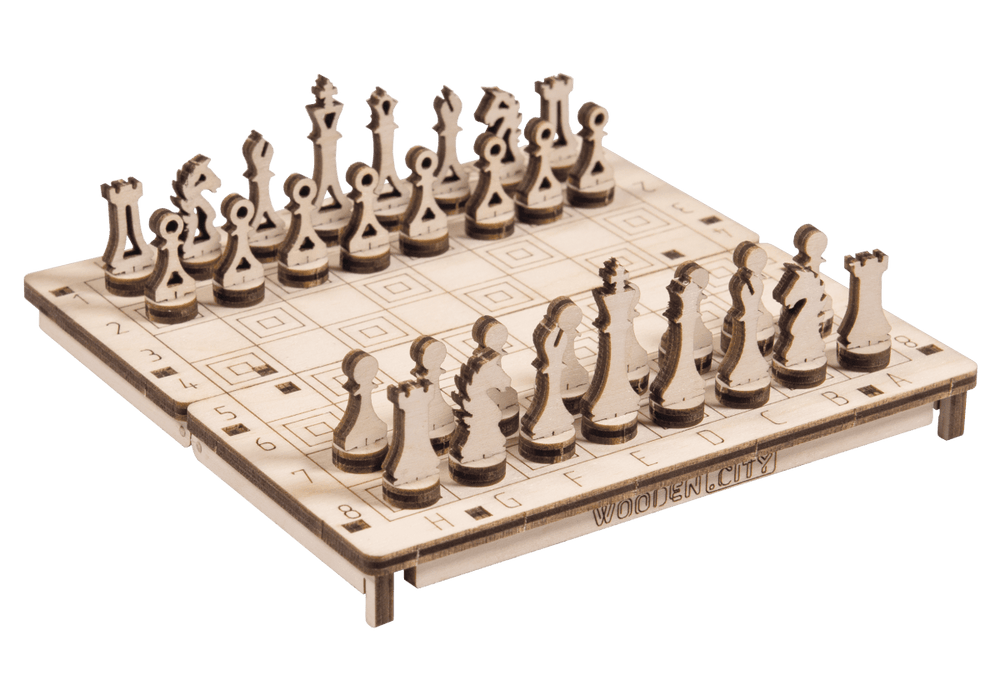 WOODEN.CITY – Schach/Dame 2 In 1 Set | 3D Holzpuzzle - Lama Welt