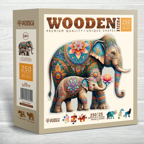 WOODEN.CITY – Schicke Elefanten | 3D Holzpuzzle - Lama Welt