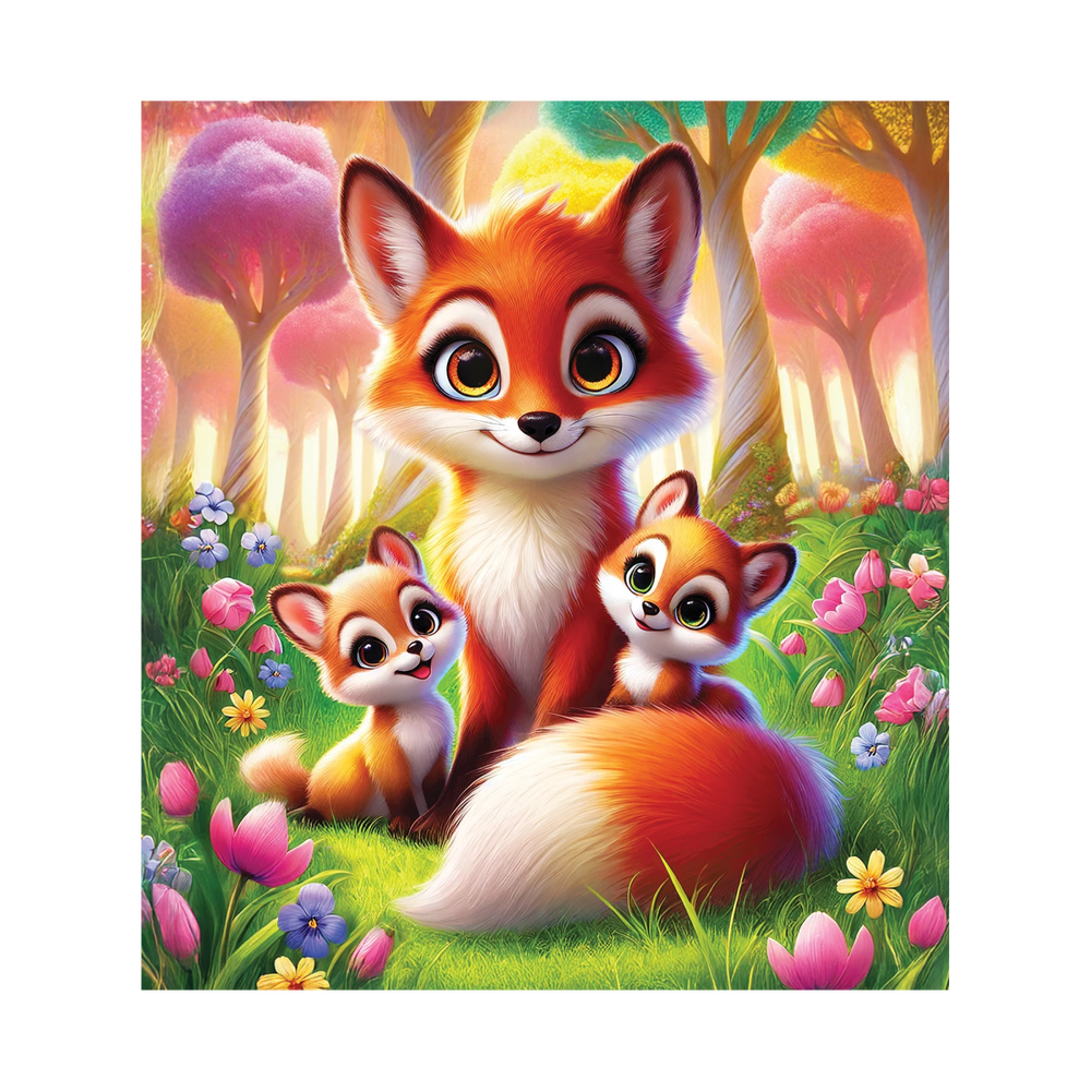 WOODEN.CITY – Skurrile Fuchsfamilie | 3D Holzpuzzle - Lama Welt