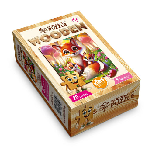 WOODEN.CITY – Skurrile Fuchsfamilie | 3D Holzpuzzle - Lama Welt