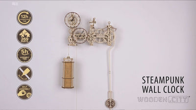 WOODEN.CITY – Steampunk Wanduhr | 3D Holzpuzzle - Lama Welt