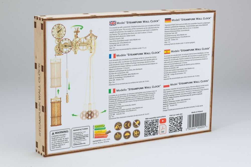 WOODEN.CITY – Steampunk Wanduhr | 3D Holzpuzzle - Lama Welt