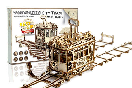 WOODEN.CITY – Straßenbahn Mit Gleisen | 3D Holzpuzzle - Lama Welt