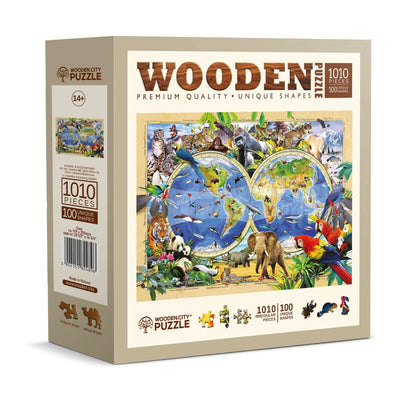 WOODEN.CITY – Tierreich - Karte | 3D Holzpuzzle - Lama Welt
