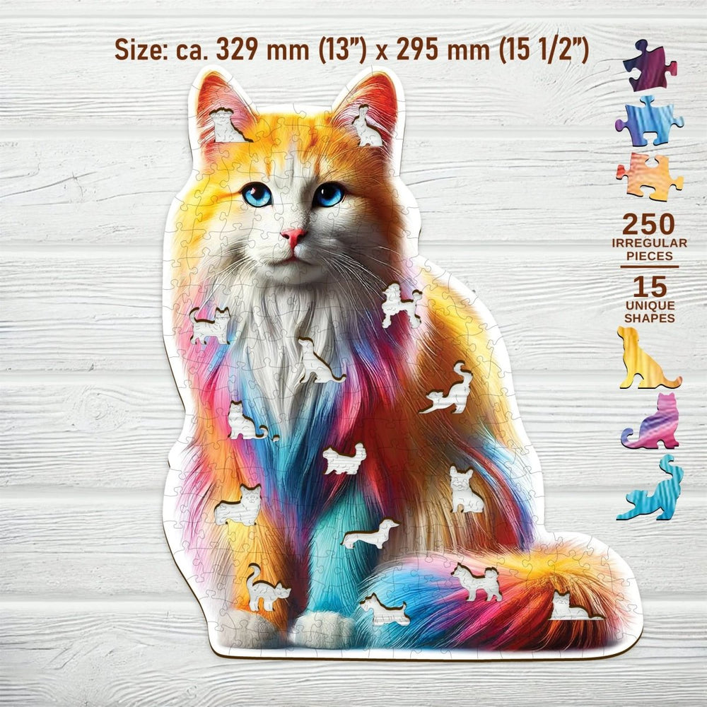 WOODEN.CITY – Traumhafte Regenbogenkatze | 3D Holzpuzzle - Lama Welt