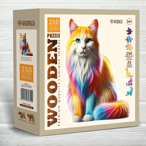 WOODEN.CITY – Traumhafte Regenbogenkatze | 3D Holzpuzzle - Lama Welt