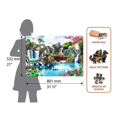 WOODEN.CITY – Wasserfälle Im Japanischen Garten | 3D Holzpuzzle - Lama Welt
