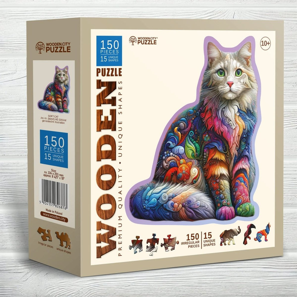 WOODEN.CITY – Weiche Katze | 3D Holzpuzzle - Lama Welt