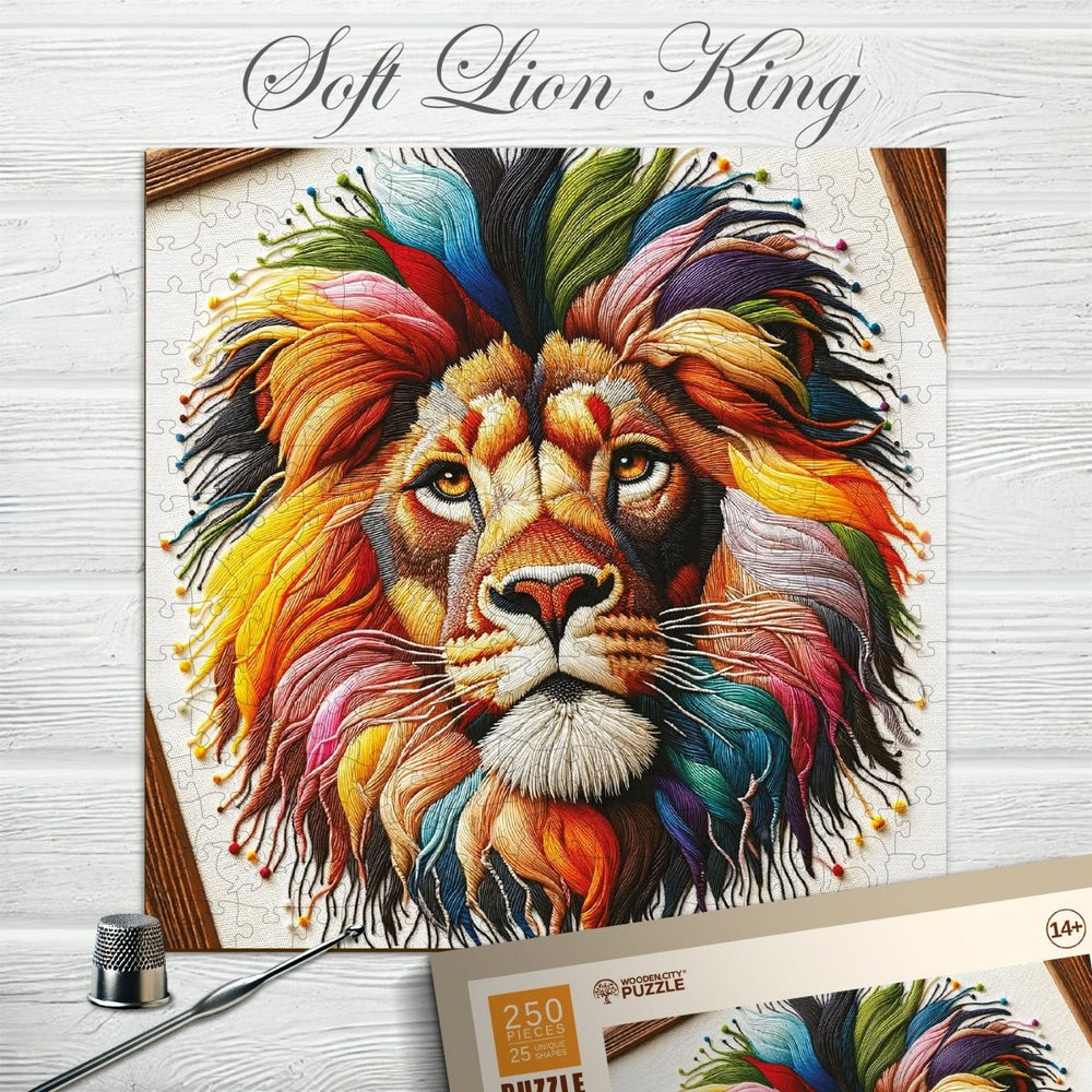 WOODEN.CITY – Weicher Löwenkönig | 3D Holzpuzzle - Lama Welt