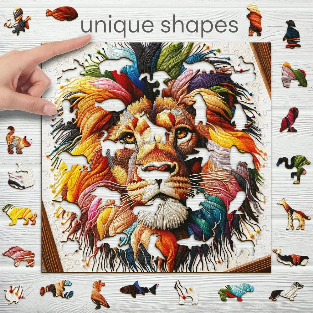 WOODEN.CITY – Weicher Löwenkönig | 3D Holzpuzzle - Lama Welt