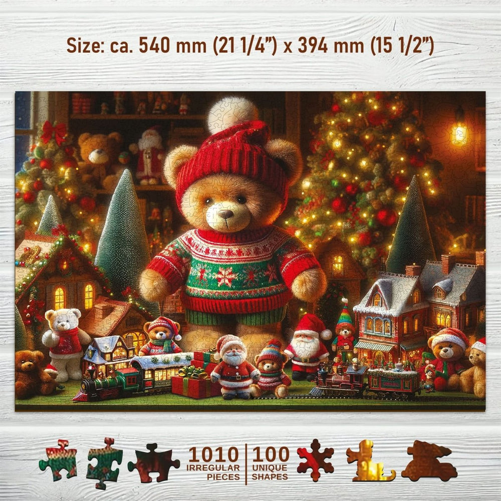 WOODEN.CITY – Weihnachtsteddybär | 3D Holzpuzzle - Lama Welt