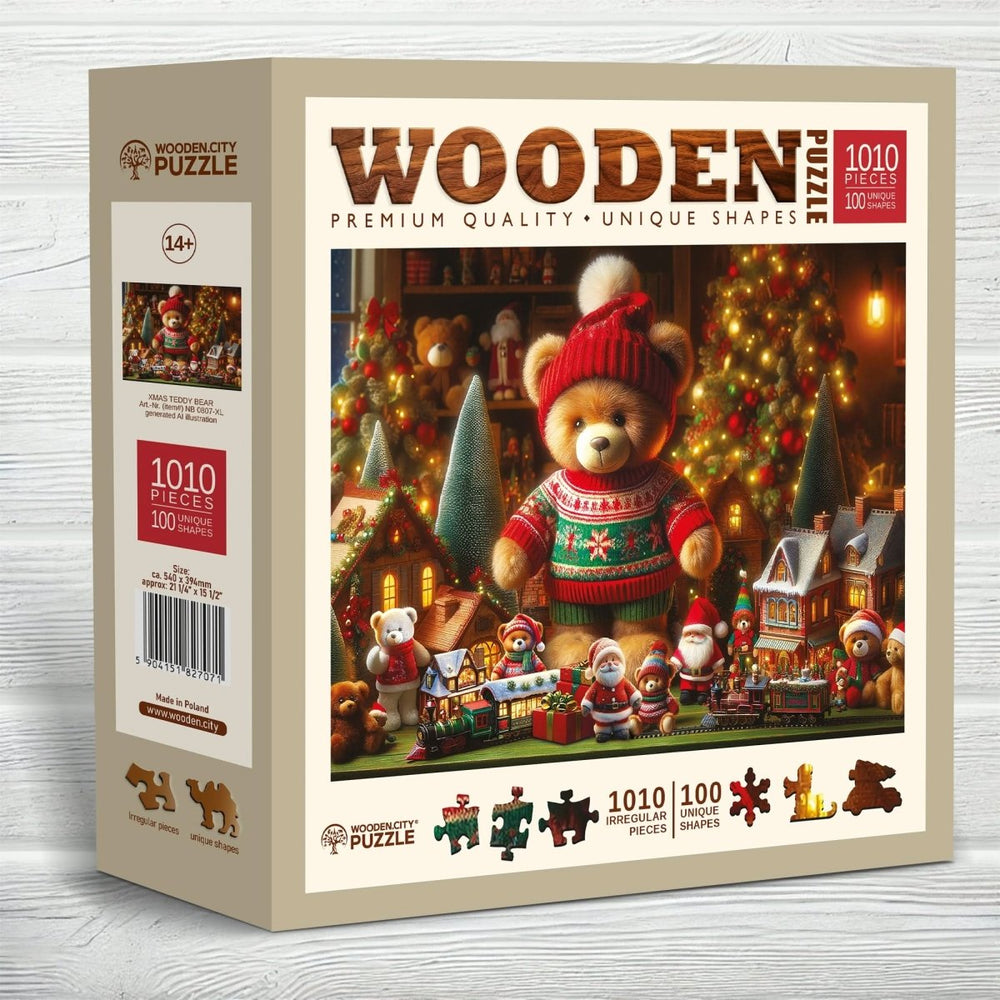 WOODEN.CITY – Weihnachtsteddybär | 3D Holzpuzzle - Lama Welt