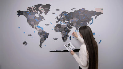 WOODEN.CITY – Weltkarte 3D Xxl | 3D Holzpuzzle - Lama Welt