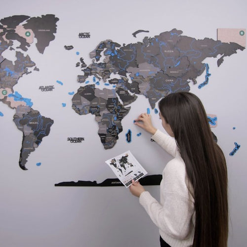 WOODEN.CITY – Weltkarte 3D Xxl | 3D Holzpuzzle - Lama Welt