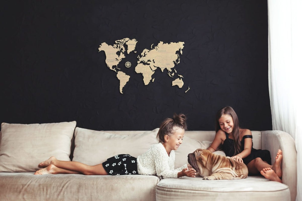 WOODEN.CITY – Weltkarte M | 3D Holzpuzzle - Lama Welt