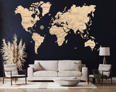 WOODEN.CITY – Weltkarte M | 3D Holzpuzzle - Lama Welt