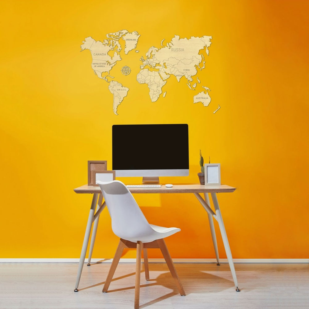 WOODEN.CITY – Weltkarte M | 3D Holzpuzzle - Lama Welt