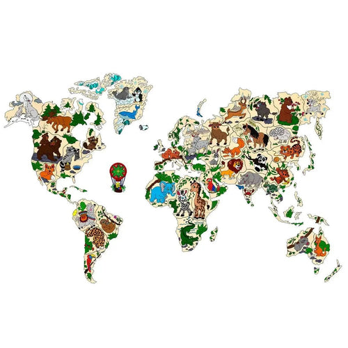 WOODEN.CITY – Weltkarte Tiere M | 3D Holzpuzzle - Lama Welt