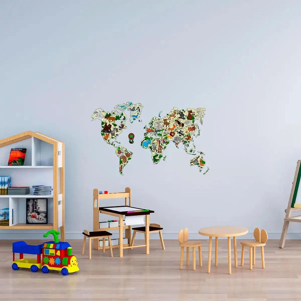 WOODEN.CITY – Weltkarte Tiere M | 3D Holzpuzzle - Lama Welt