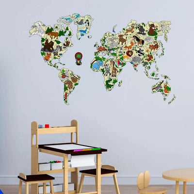 WOODEN.CITY – Weltkarte Tiere M | 3D Holzpuzzle - Lama Welt