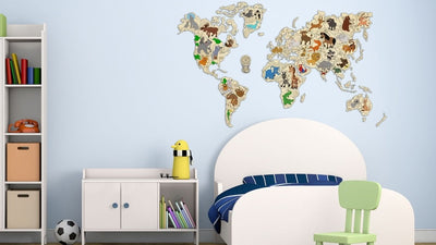 WOODEN.CITY – Weltkarte Tiere M | 3D Holzpuzzle - Lama Welt