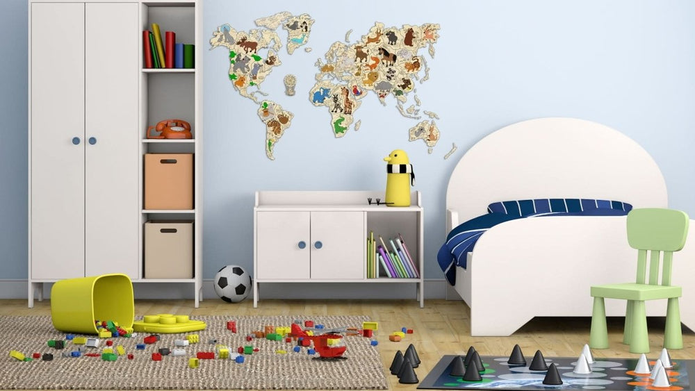 WOODEN.CITY – Weltkarte Tiere M | 3D Holzpuzzle - Lama Welt