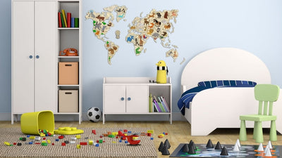 WOODEN.CITY – Weltkarte Tiere M | 3D Holzpuzzle - Lama Welt