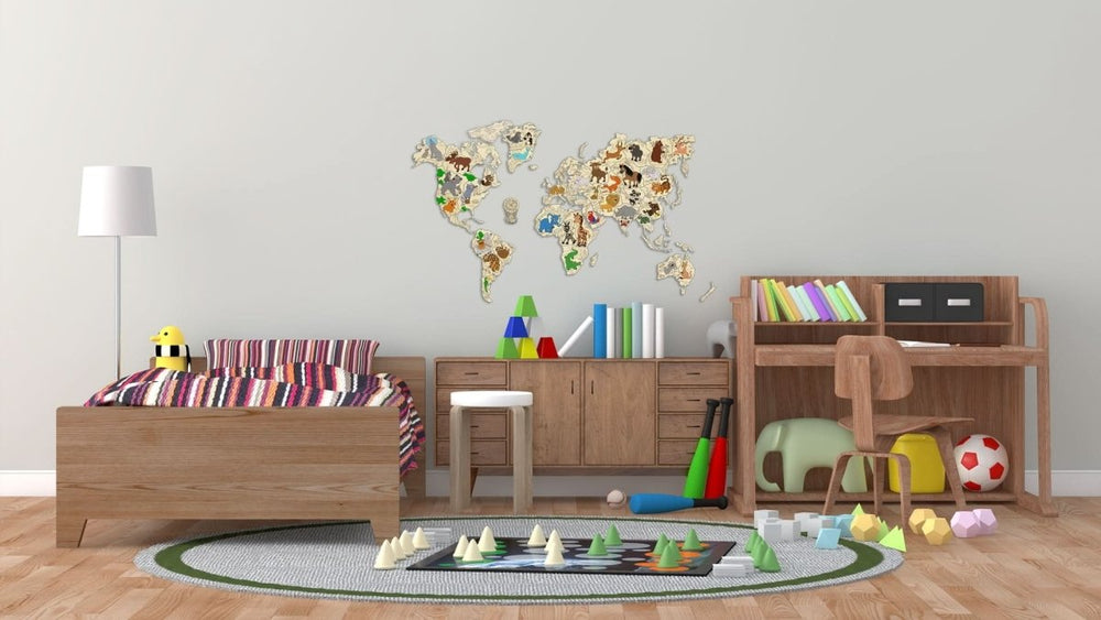 WOODEN.CITY – Weltkarte Tiere M | 3D Holzpuzzle - Lama Welt