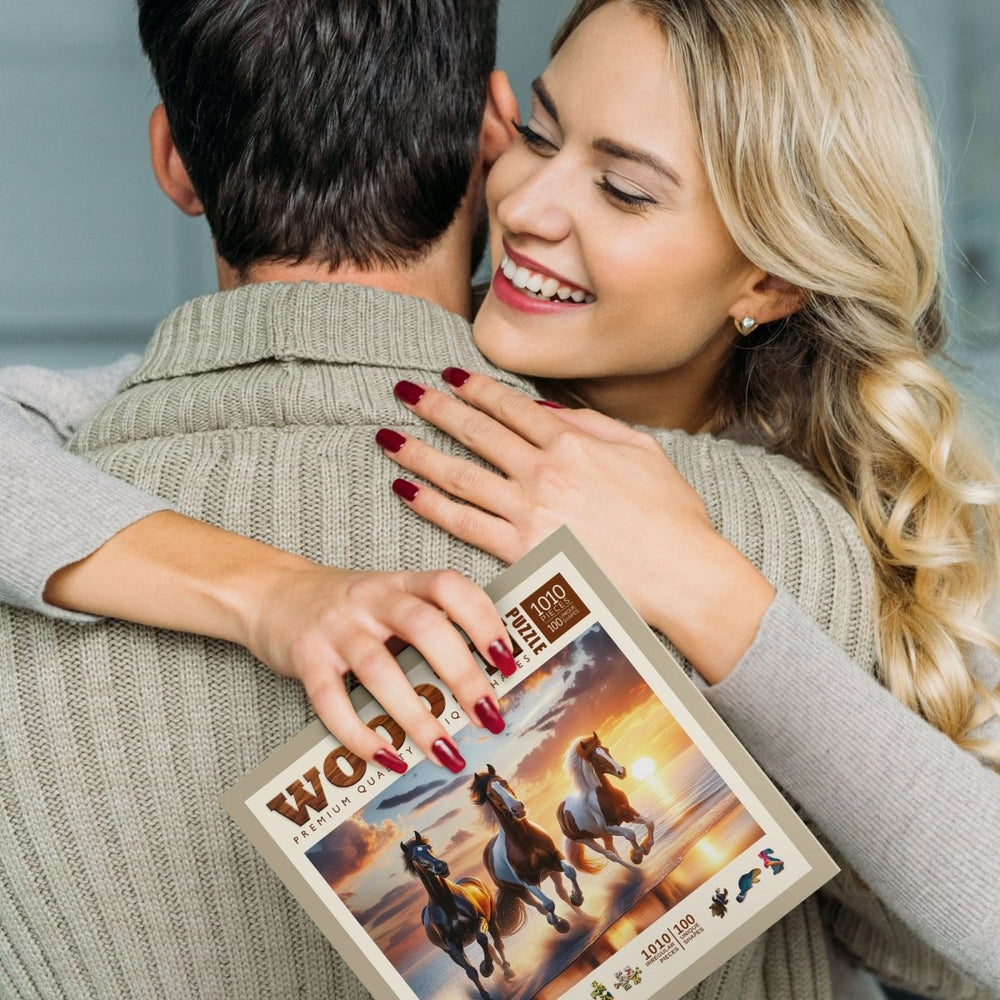 WOODEN.CITY – Wilde Pferde Am Strand | 3D Holzpuzzle - Lama Welt