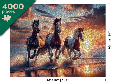 WOODEN.CITY – Wilde Pferde Am Strand | 3D Holzpuzzle - Lama Welt