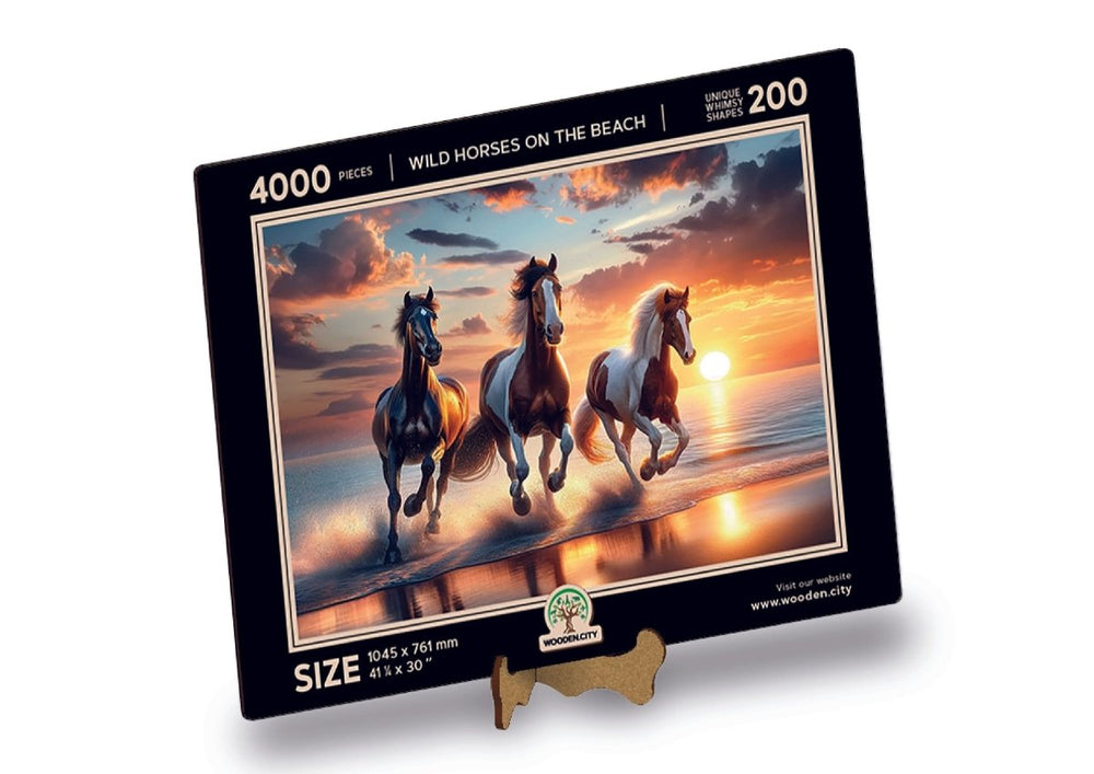 WOODEN.CITY – Wilde Pferde Am Strand | 3D Holzpuzzle - Lama Welt