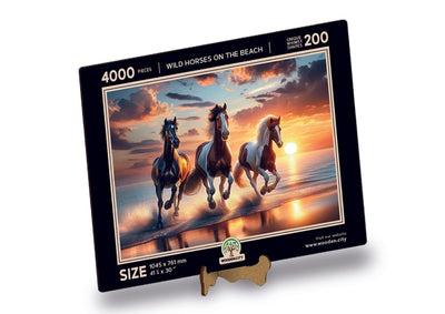 WOODEN.CITY – Wilde Pferde Am Strand | 3D Holzpuzzle - Lama Welt